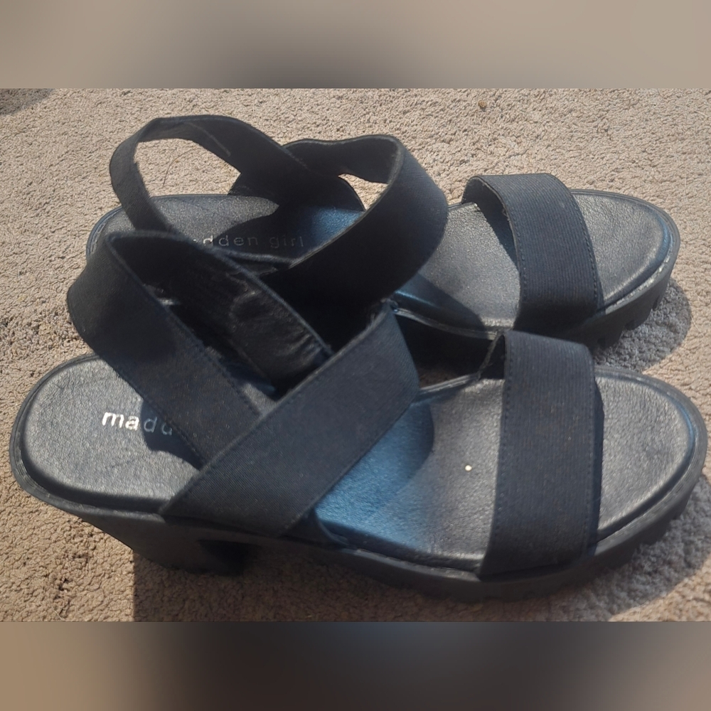 Madden Girl Black Elastic Strap Platform Sandals